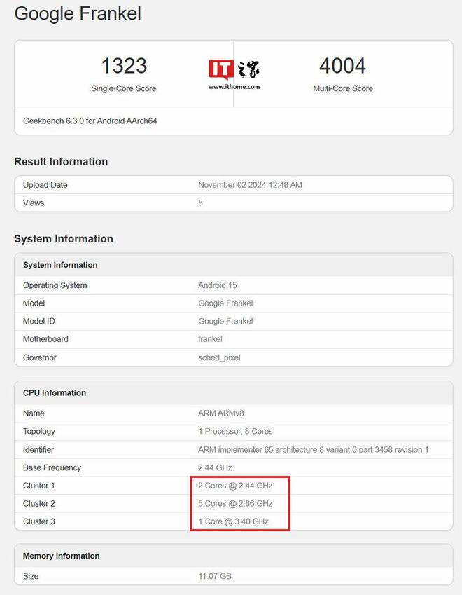 谷歌 Tensor G5 芯片跑分曝光：1+5+2 集群设计、升级 GPU