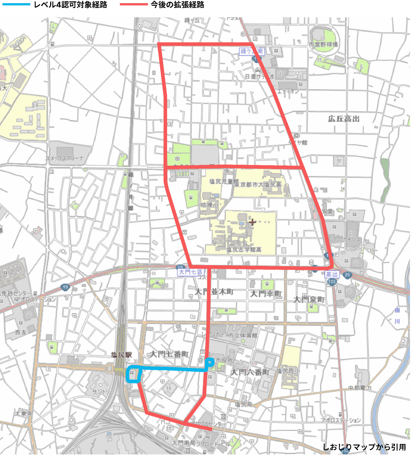 盐尻车站和盐尻市政厅沿线路段（图片来源：提雅智行）