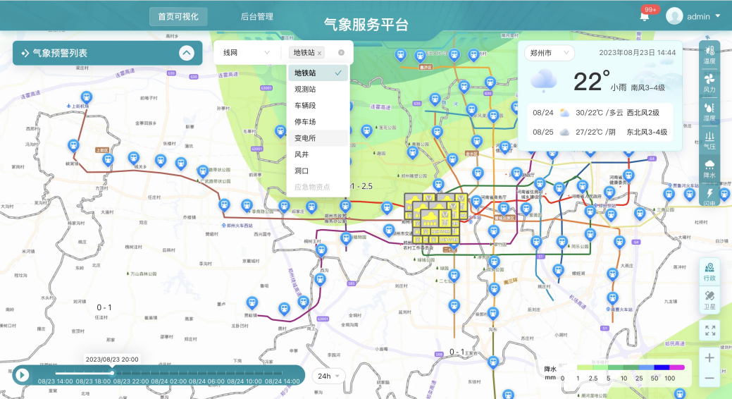 图注：墨迹天气气象服务平台可视化界面