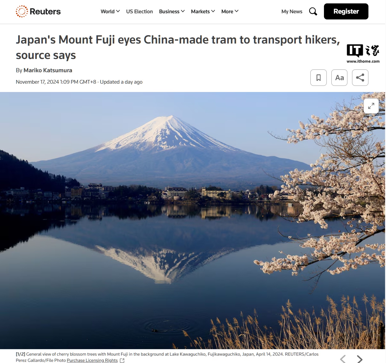 消息称日本富士山拟引入中国中车智轨，减少碳足迹、缓解过度拥堵
