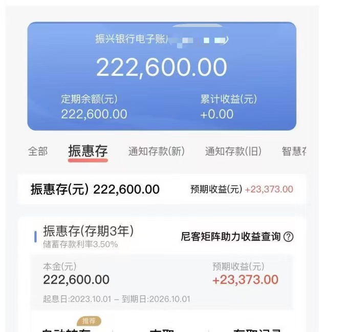 振兴银行App进款界面（受访者提供）