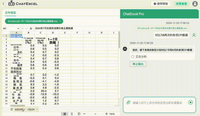 大约等待几十秒，ChatExcel就能返回出最终的分析结果。