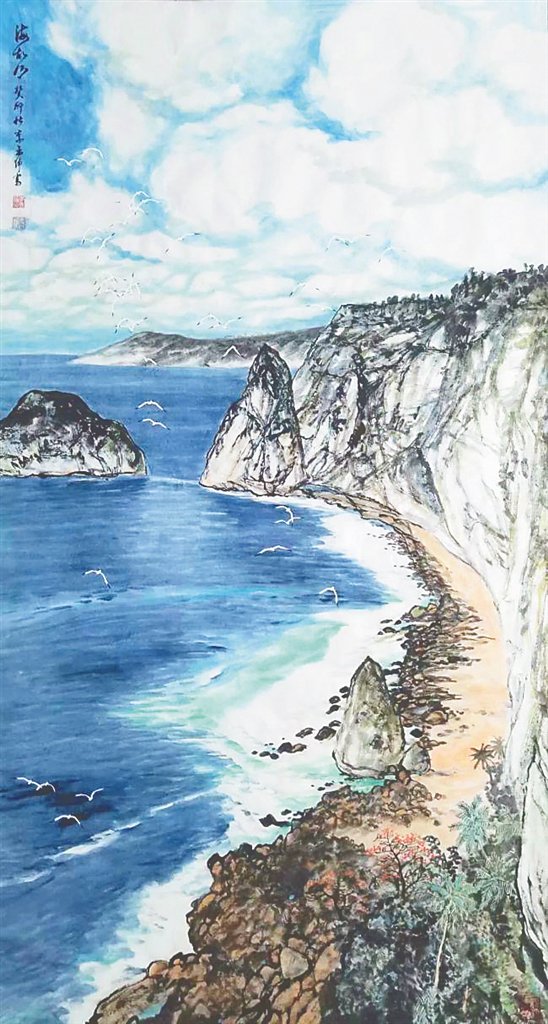 李孟伦国画《海故乡》.资料图