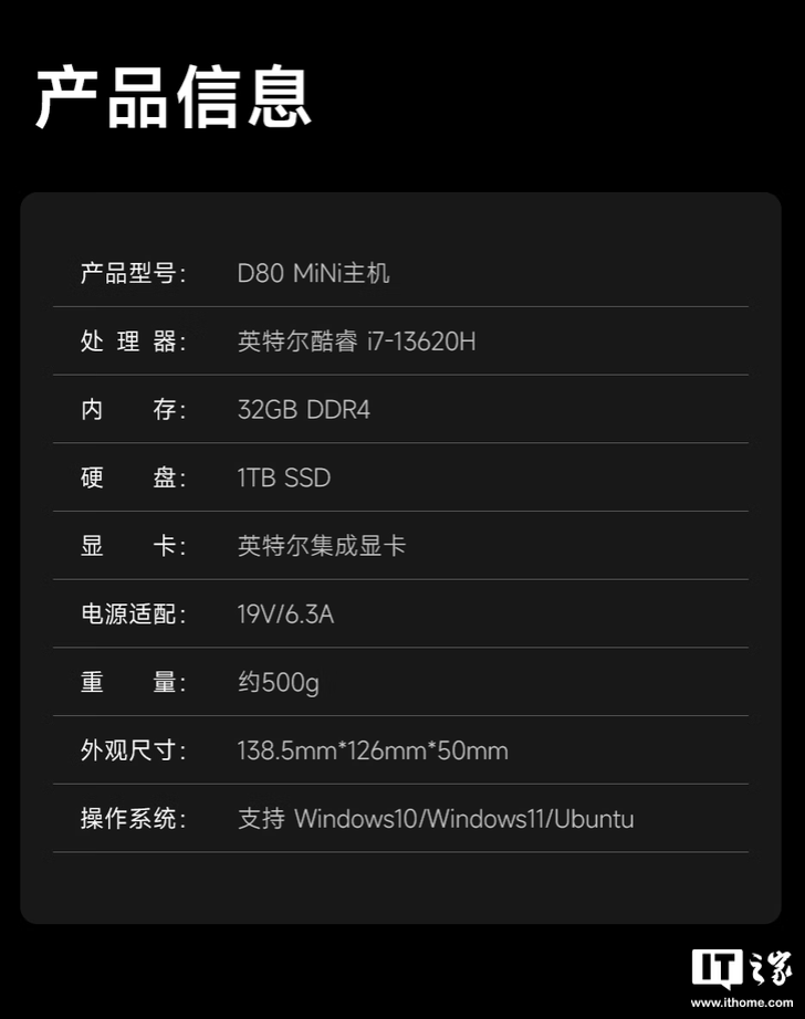 联想异能者 D80 mini 迷你主机新增“i5-13420H / i7-13620H”配置，2799 元起  第8张