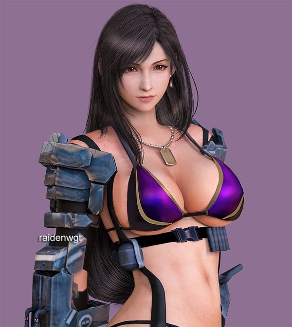 《最终幻想7》蒂法3d绝美新图:气质高贵 魅力足