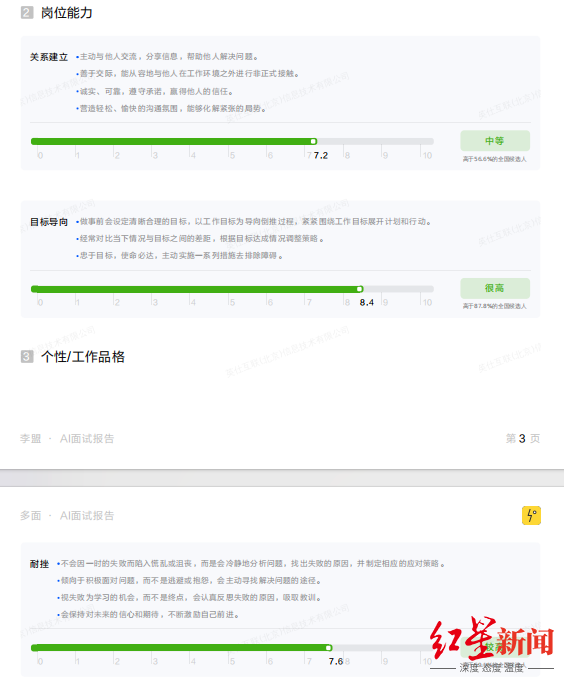 ▲记者AI面试报告