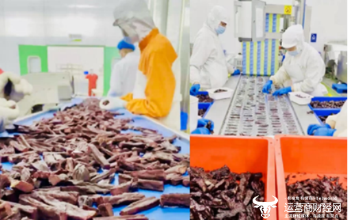 ▲蒙都工厂正加急精切割牛肉，备战“年货节”。（受访者供图）