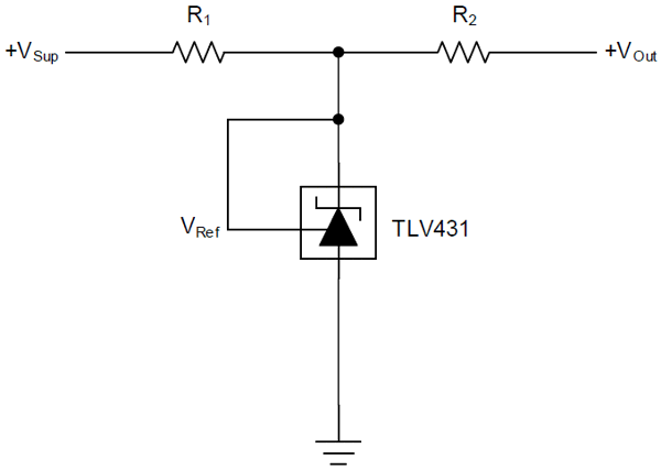 图 5. 具有正输出的限流并联稳压器电路。