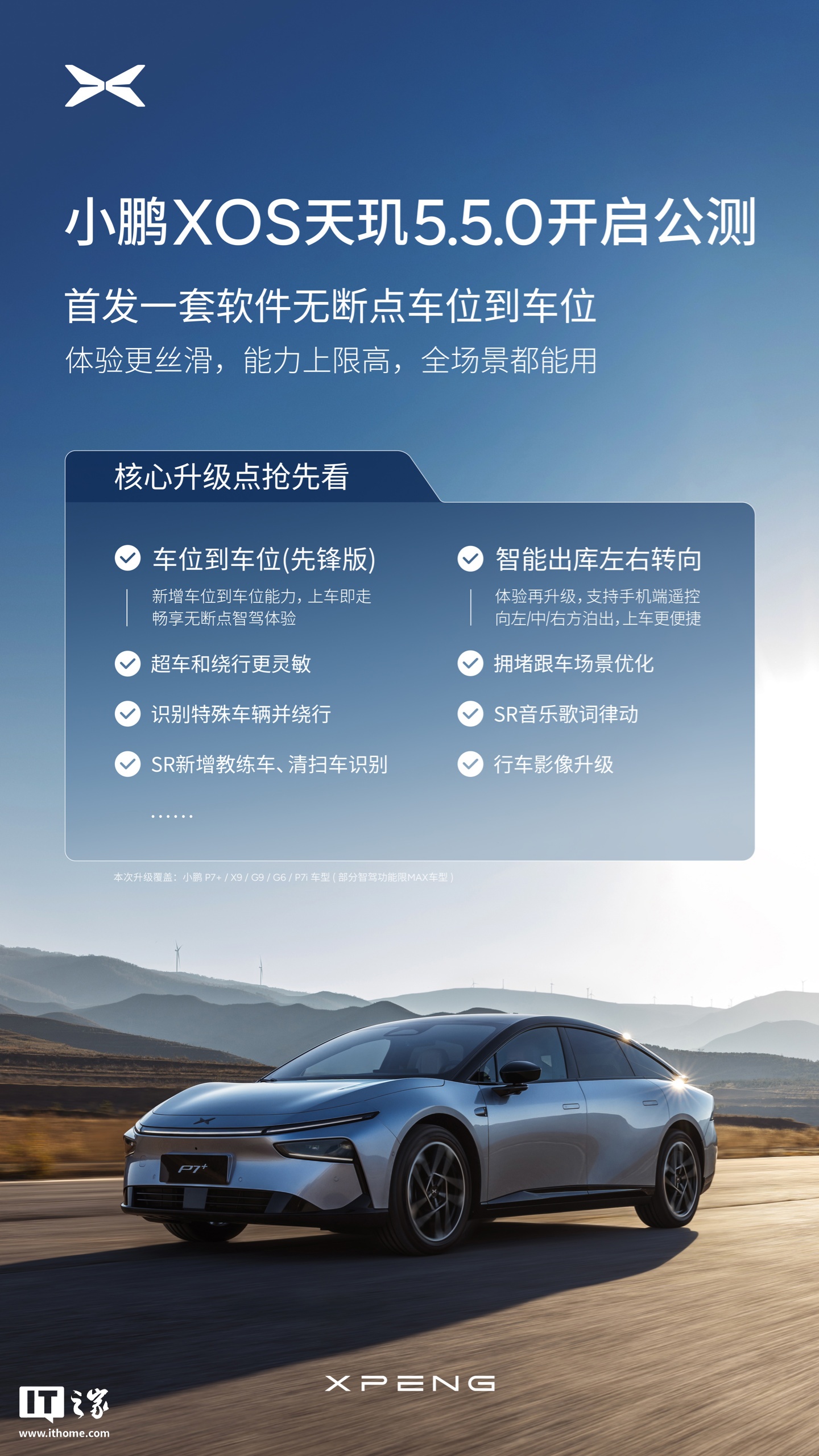 小鹏P7+ 的车位到车位功能预计本月底上线，无缝完成全程智驾