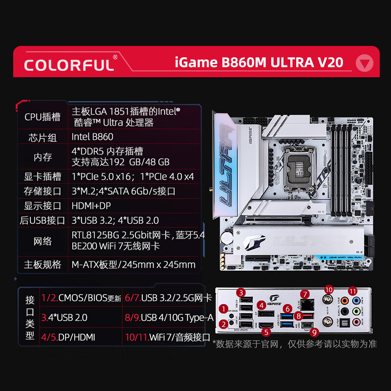 京东七彩虹 iGame B860M ULTRA 主板券后 1489 元领 10 元券
