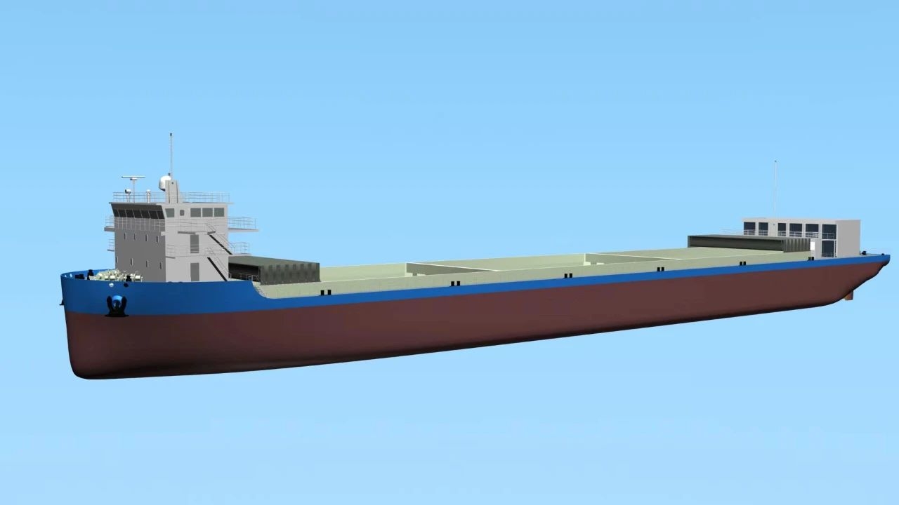 ▲ 万吨级纯电动运输船效果图  供图：长江电力三峡电能