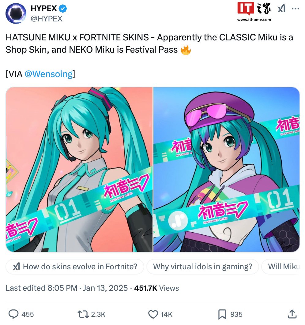 ▲ 左图为经典初音、右图为“猫咪初音（Neko Miku）”