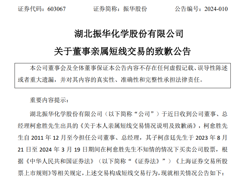开端:振华股份公告