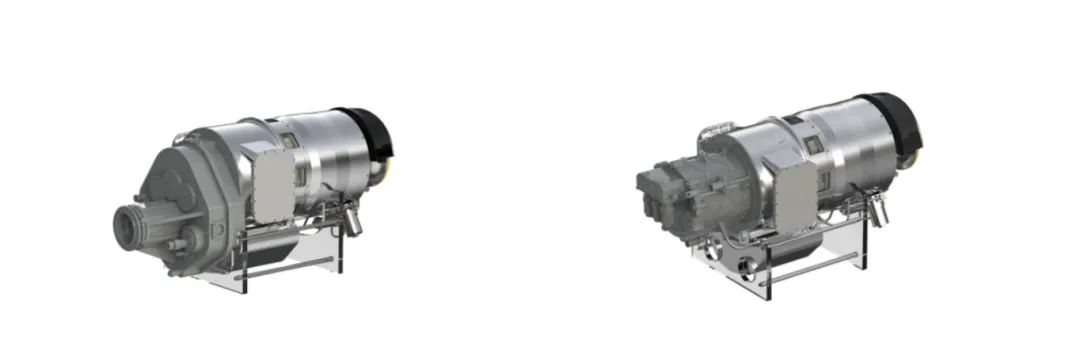左:WZ-180涡轴发动机,右:WD-300E涡电混动系统