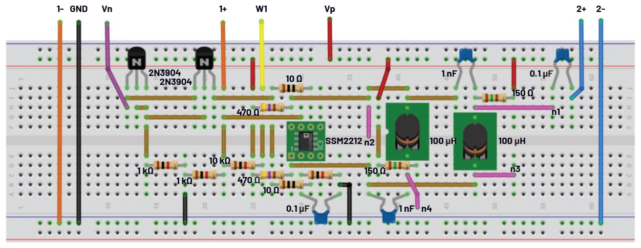图6 多相放大器试验板连接