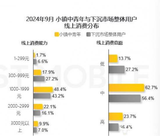 ▲小镇中青年月均线上消费1000元以上的占比达80.4%。（来自报告）