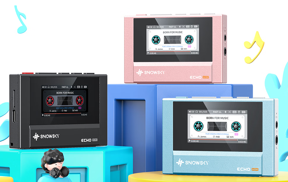京东飞傲雪漫天 ECHO MINI 便携无损音乐播放器磁带机造型设计 | 3.5mm+4.4mm 耳机接口299 元直达链接