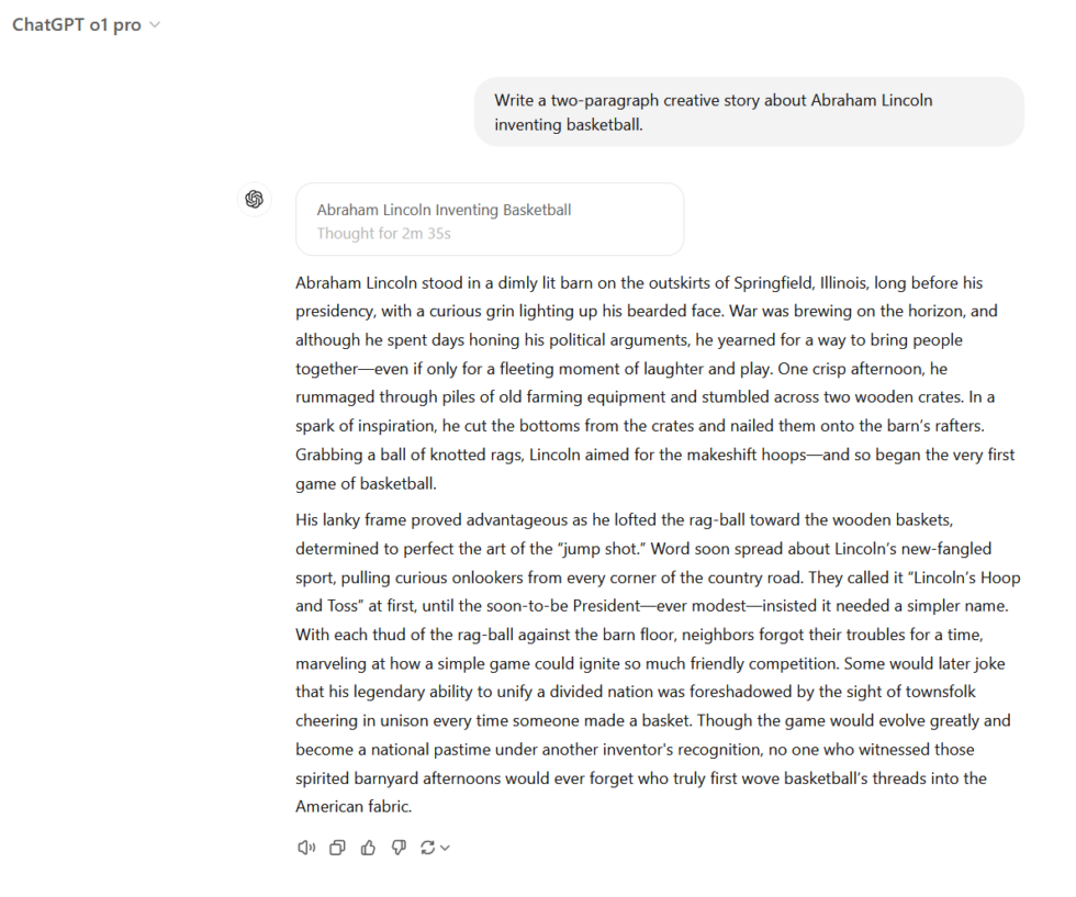 ChatGPT o1 Pro 的响应。