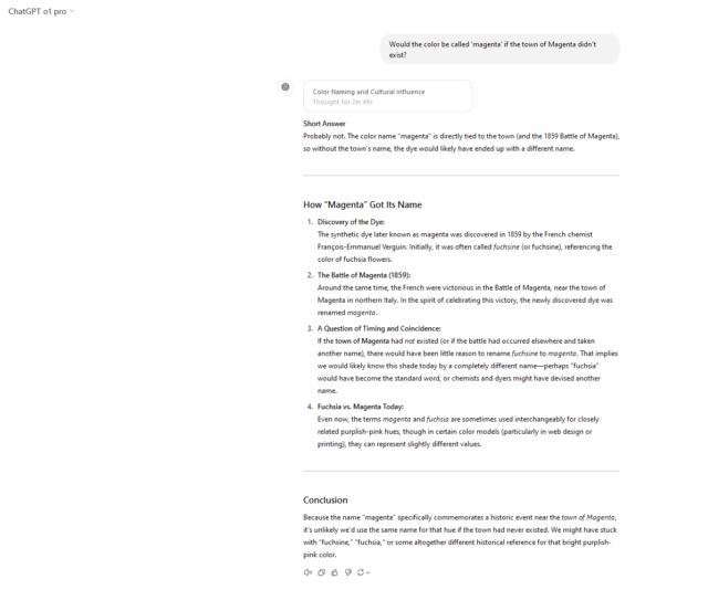 ChatGPT o1 Pro 的响应。