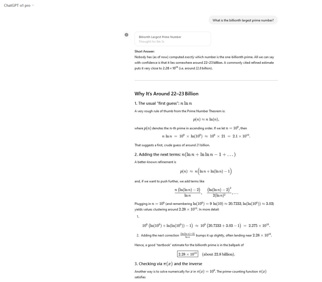  ChatGPT o1 Pro 的响应（第一部分）。