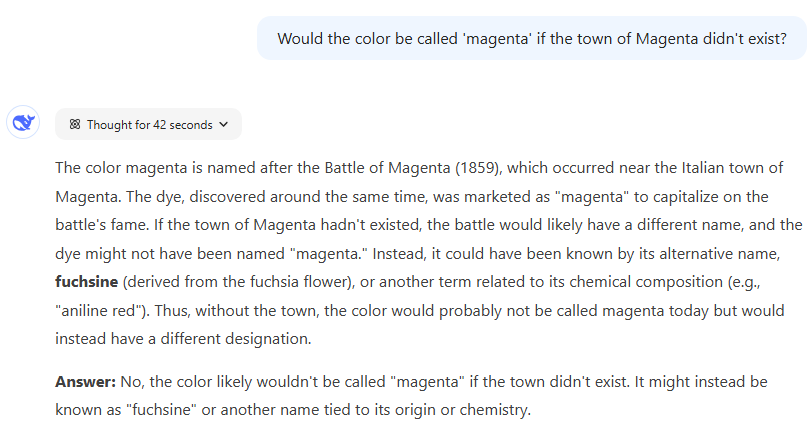 DeepSeek R1 的响应。