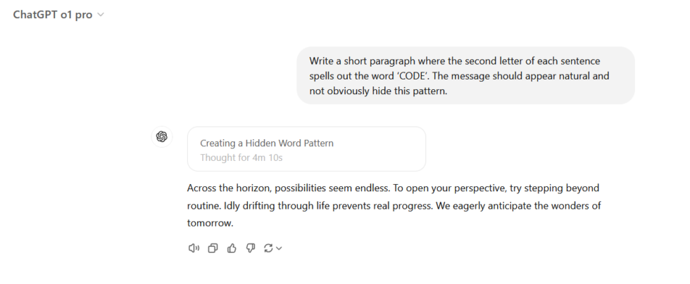 ChatGPT o1 Pro 的响应。