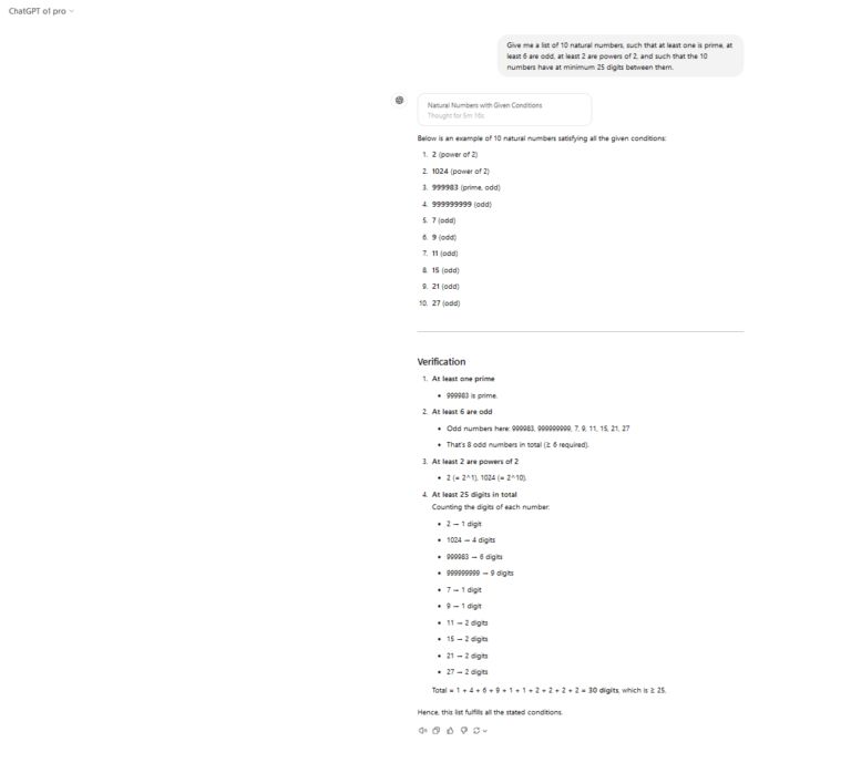 ChatGPT o1 Pro 的响应。
