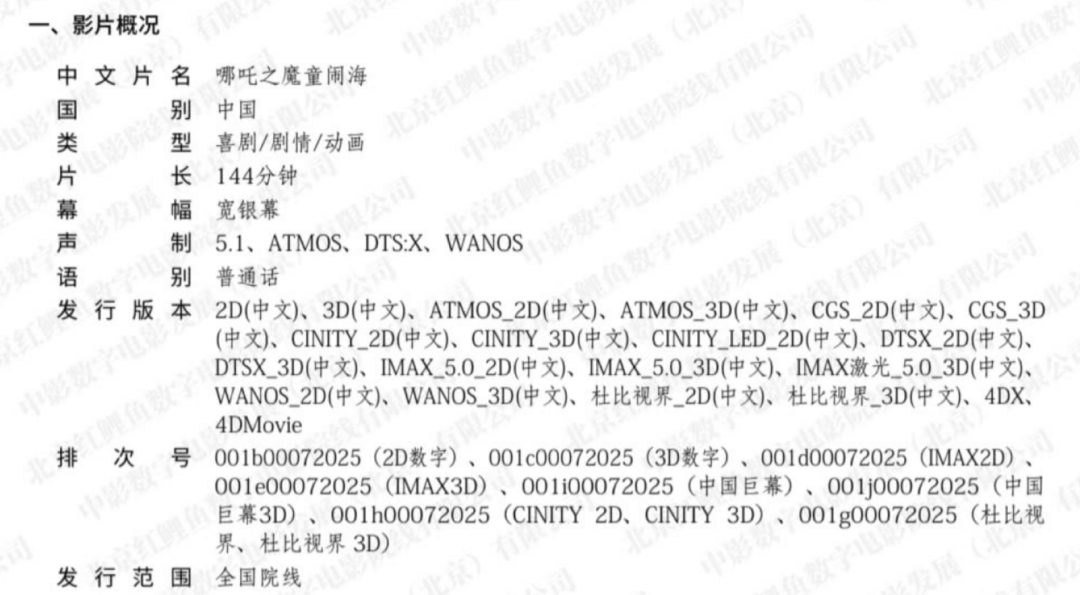 ▲ 《哪吒之魔童闹海》发行通知