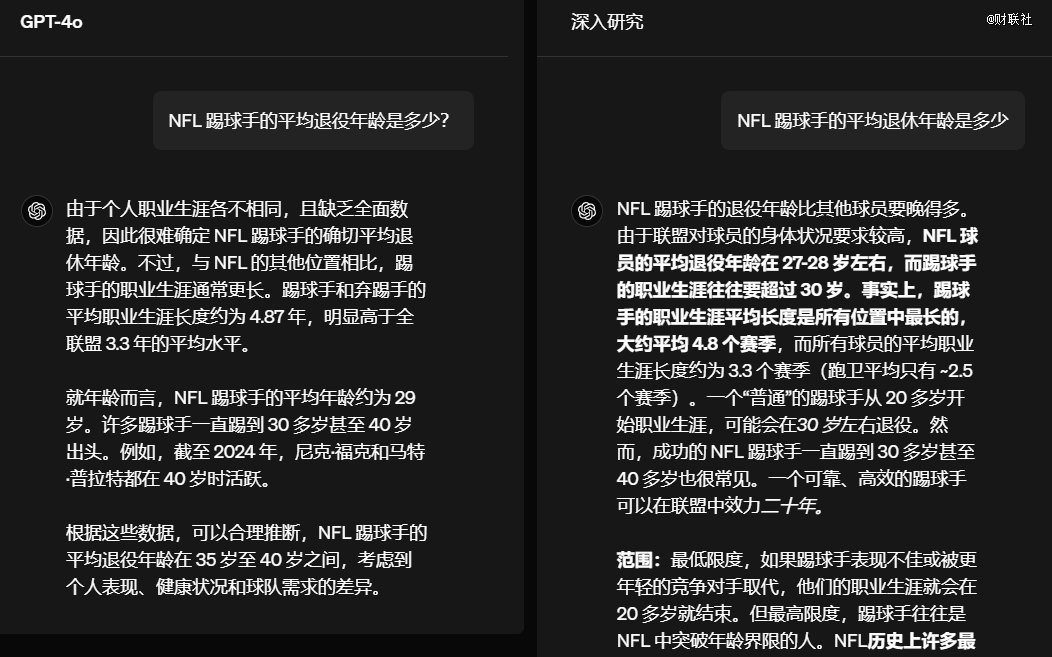 GPT-4o 与 deep research 对比