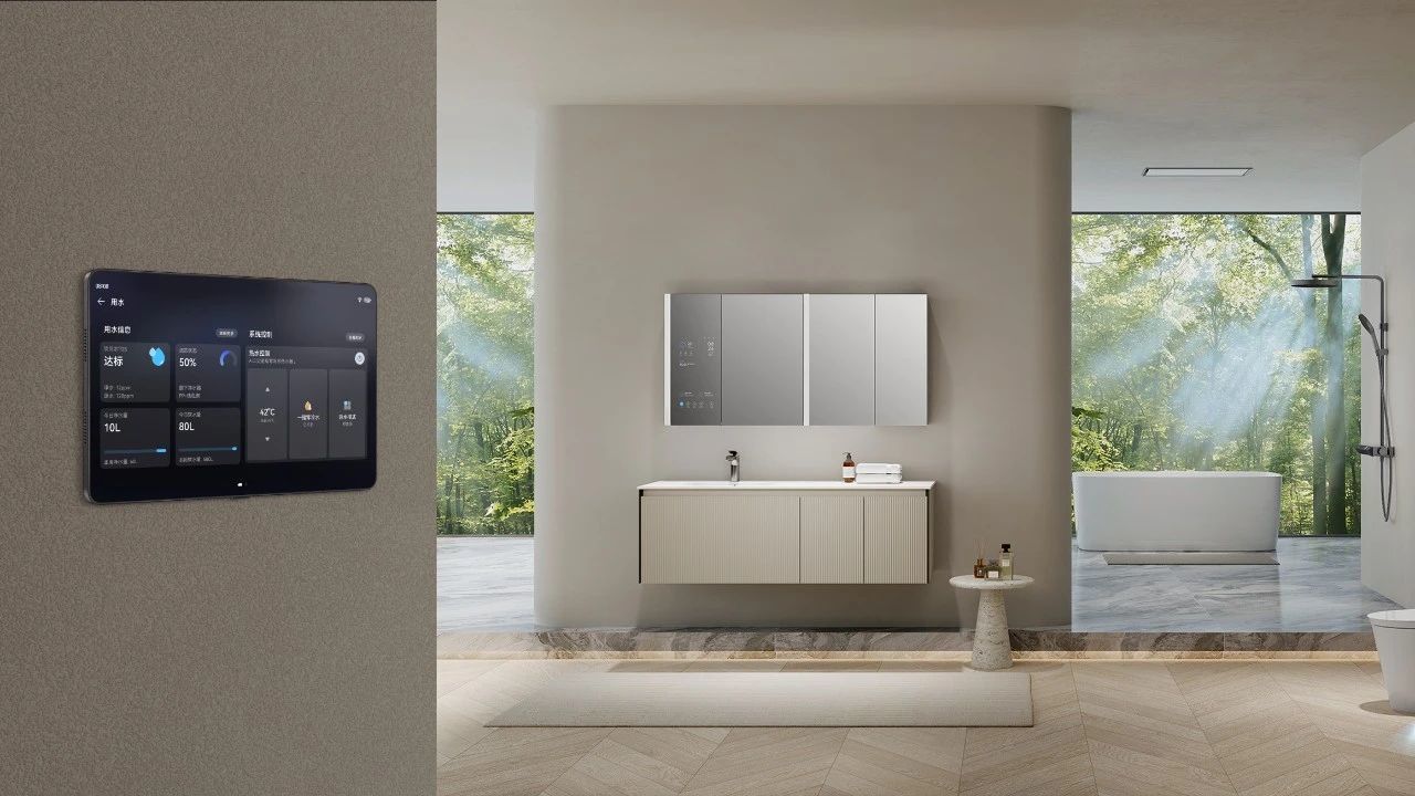 图：九牧与华为全屋智能合作打造的智能魔镜柜 