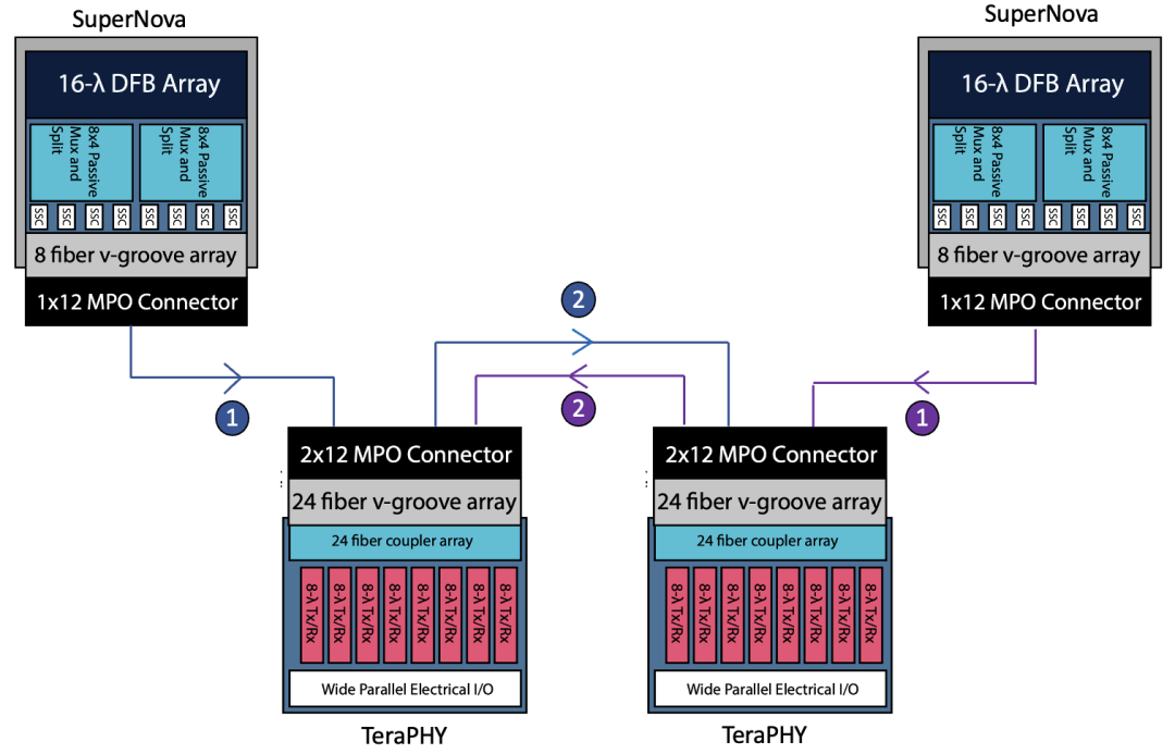 SuperNova 与 TeraPHY 协同工作 | 图片来源：Ayar Labs 官网