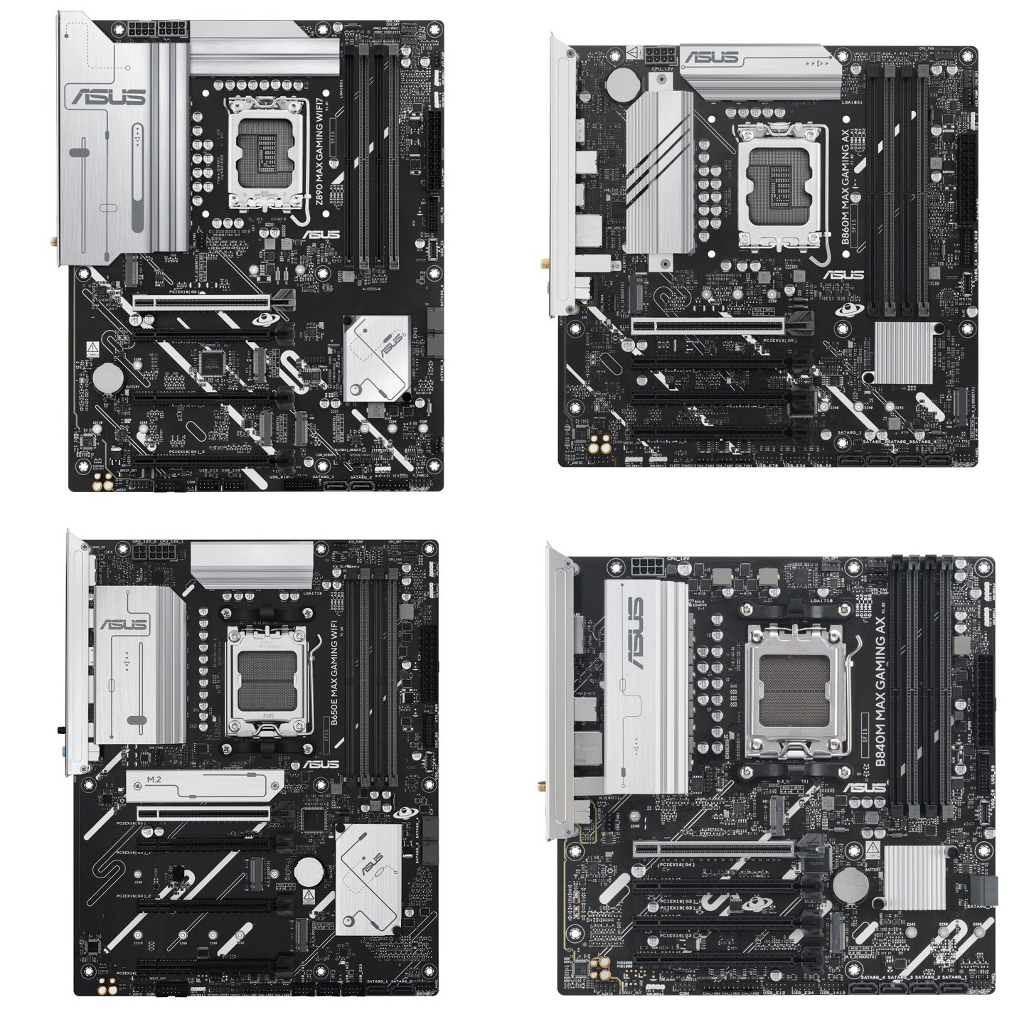 ▲ 左上：Z890；右上：B860；左下：B650E；右下：B840