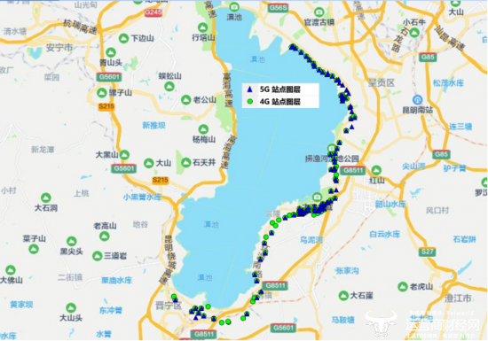 滇池绿道外海段一期移动4/5G基站覆盖图