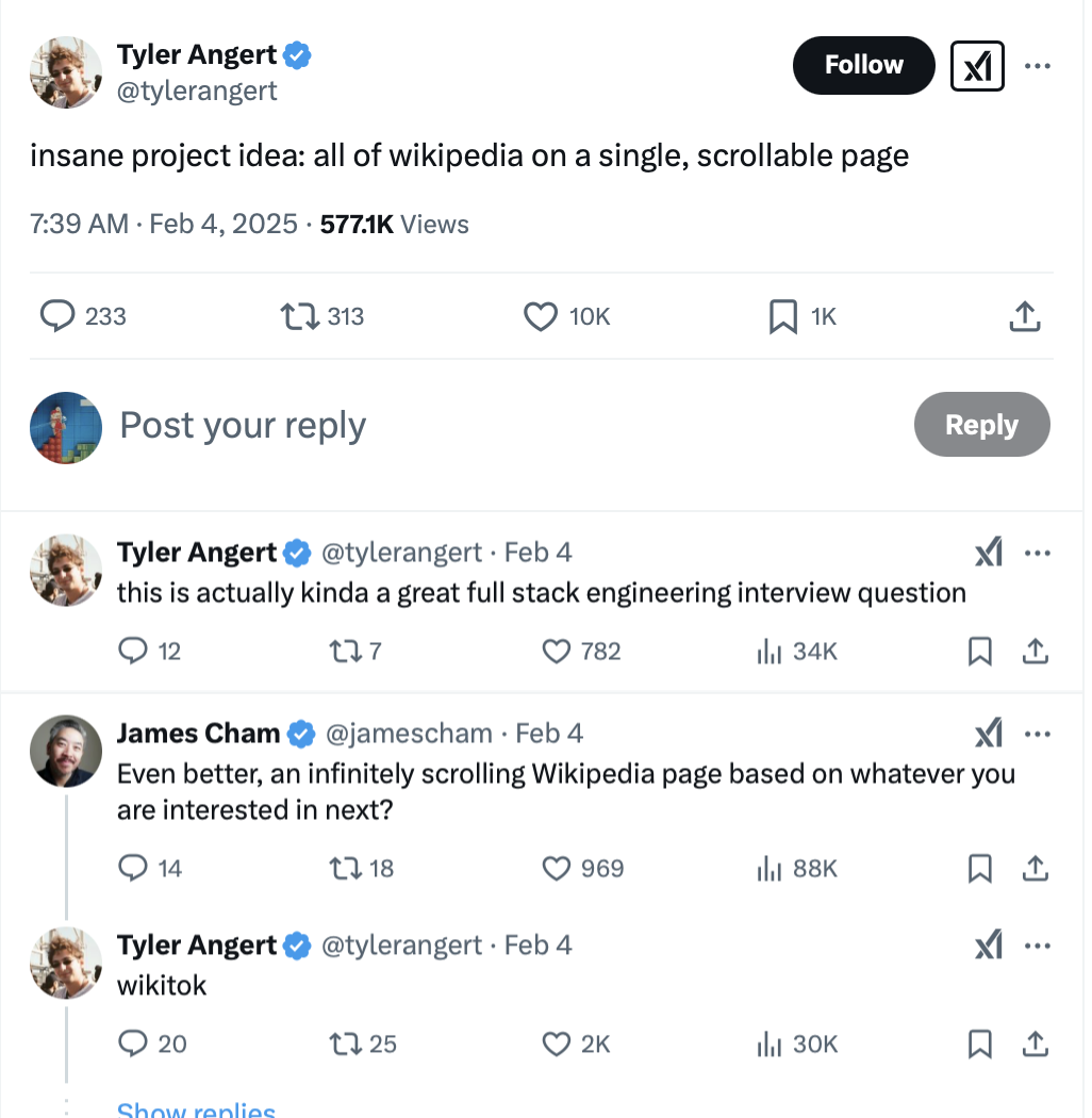 维基百科「抖音版」最初的 idea 来源｜图片来源：X