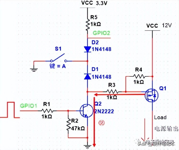 图4 Q2导通，电流方向