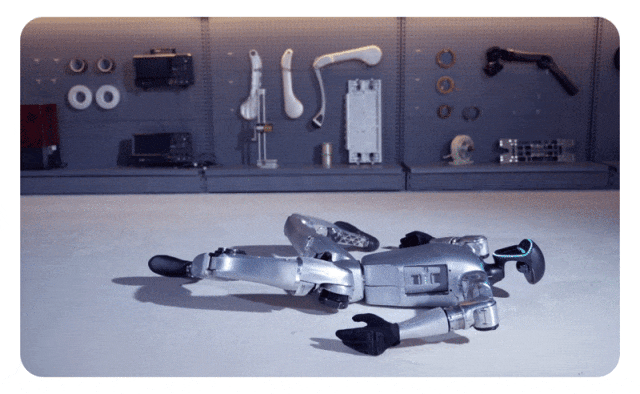 Unitree G1人形机器人能做出“鲤鱼打挺”等动作。（来源：宇树科技）