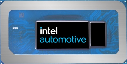 左为英特尔AI增强型软件定义车载SoC，右为英特尔锐炫™车载独立显卡