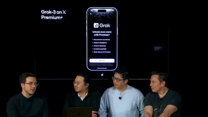 Grok 3发布会。截图自xAI公司X平台账号。