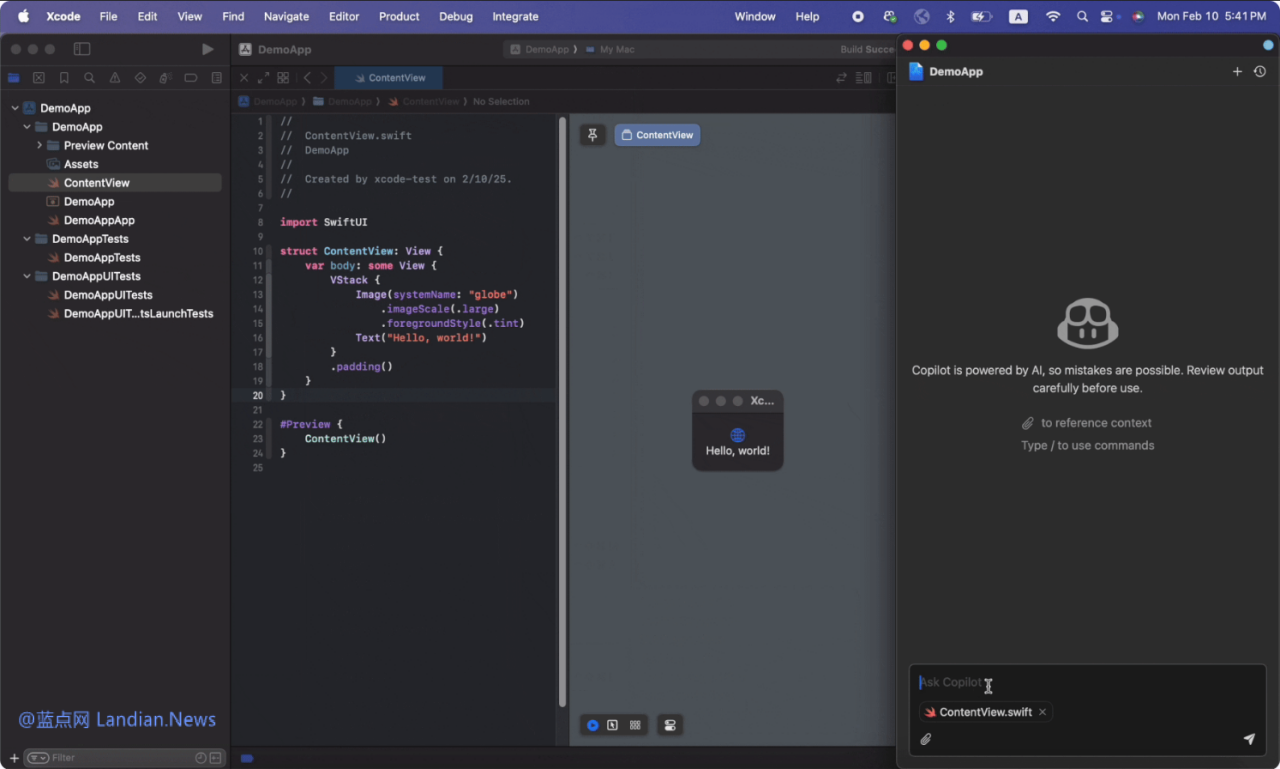 微软AI编程助手GitHub Copilot for Xcode预览版发布 可对话式检查或生成代码|AI代码生成|Microsoft AI ...