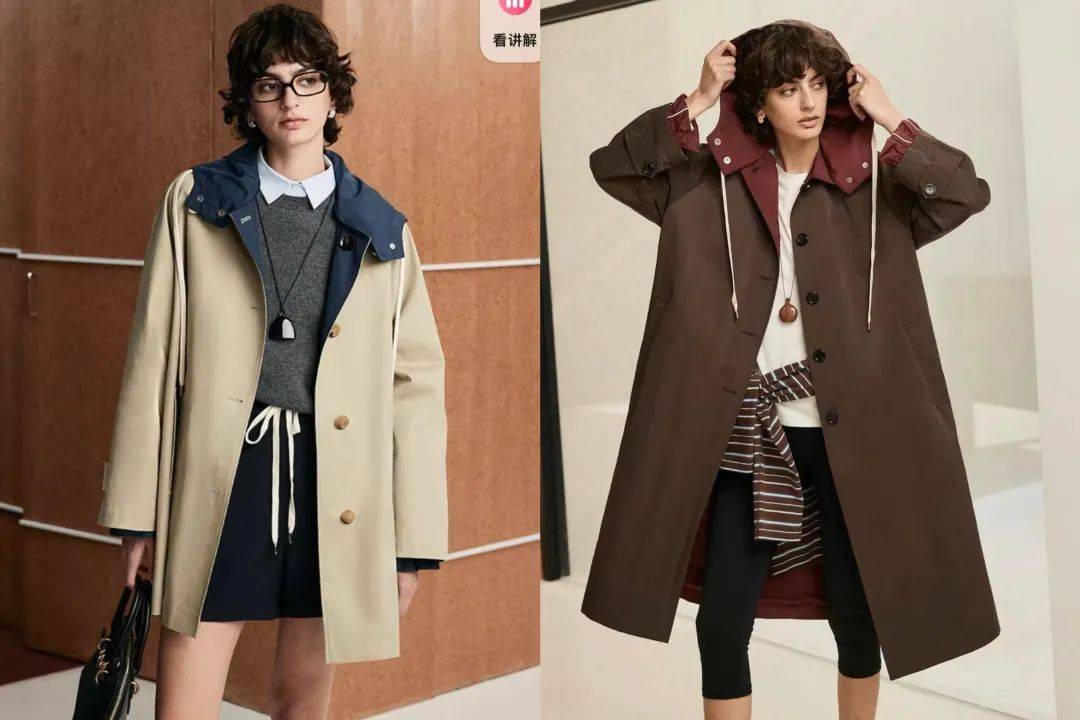 两家店铺同时上线类似款风衣都是取材于某国际品牌