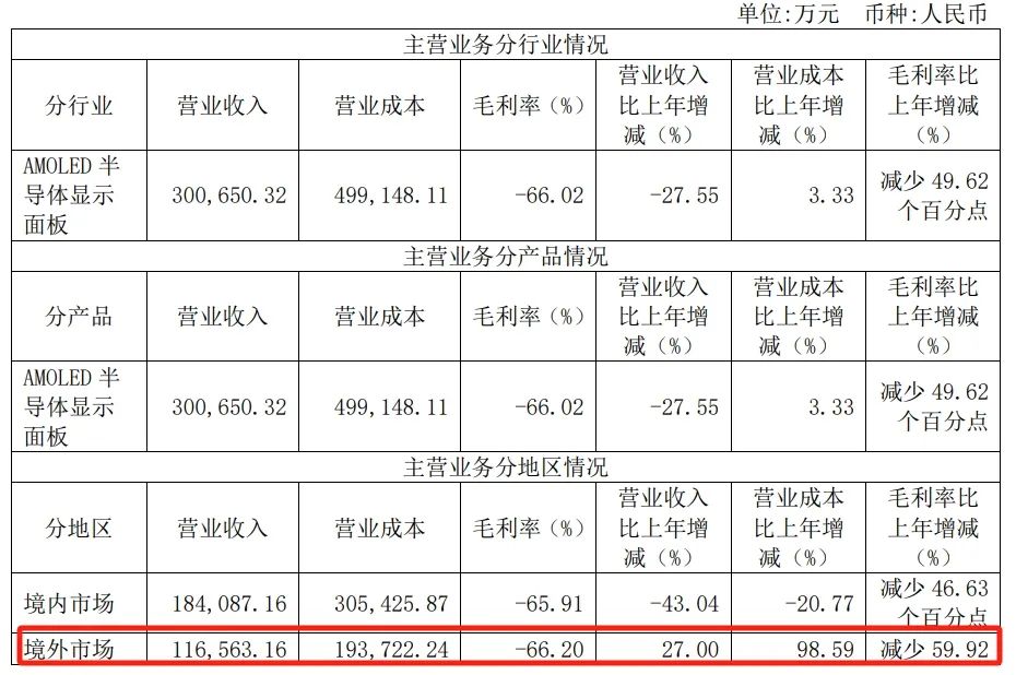 △2023年公司主营业务情况。图源：和辉光电2023年年报