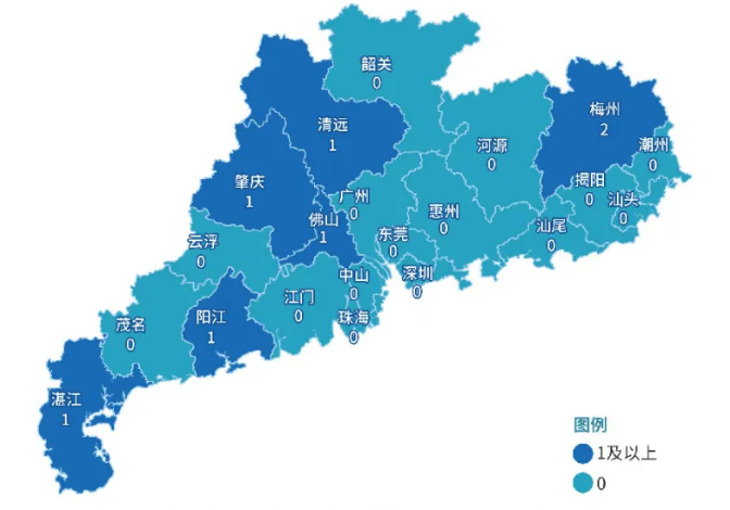 图：2024 年底广东省内独立储能及抽水蓄能地市分布情况（单位:家）