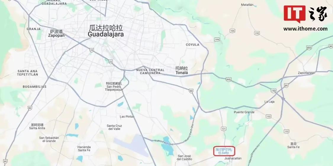 ▲ 埃尔萨尔托（红框位置）位于该国第二大城市瓜达拉哈拉附近，两城距离 20~30 公里