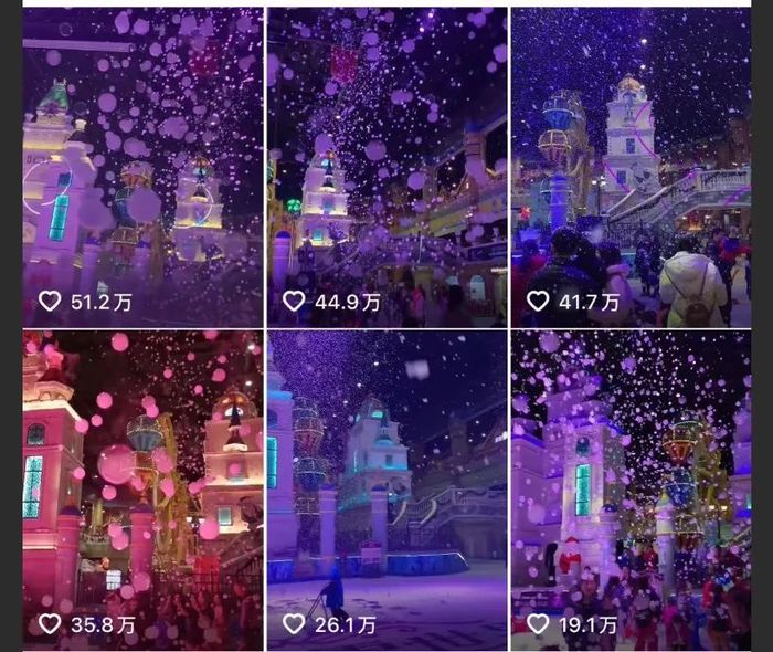 张东亮拍摄的冰雪世界里泡泡飞出来的场景，引得许多东说念主跟风打卡。图 / 敷陈者提供