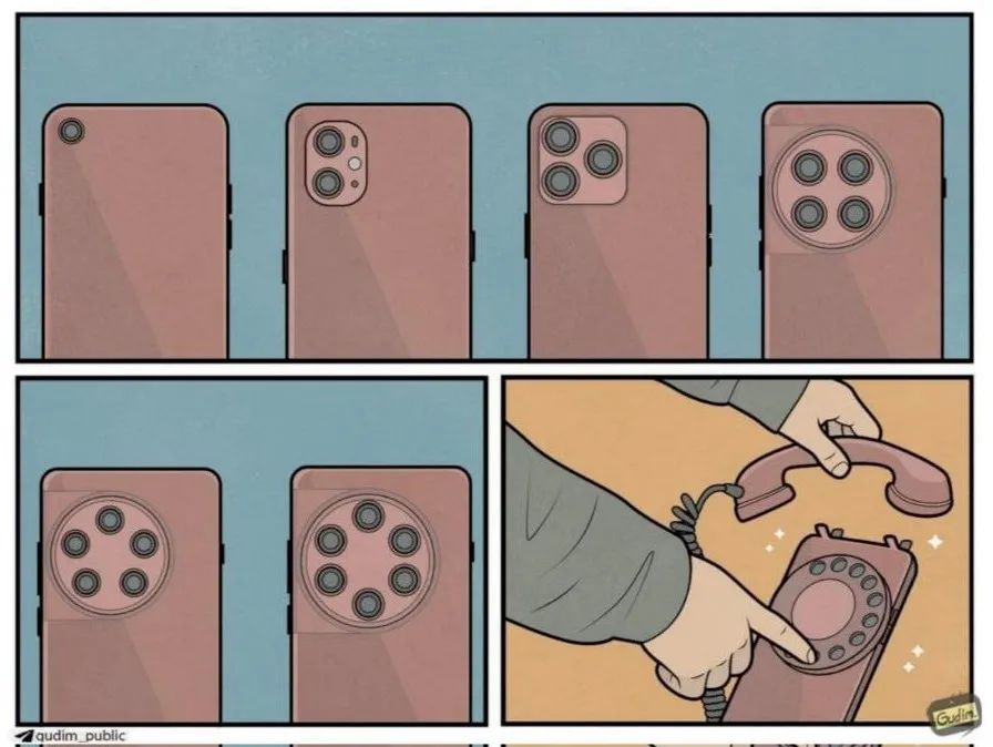 网络上关于手机相机模组未来设计进化的梗图 ｜ 图片来源：极客公园