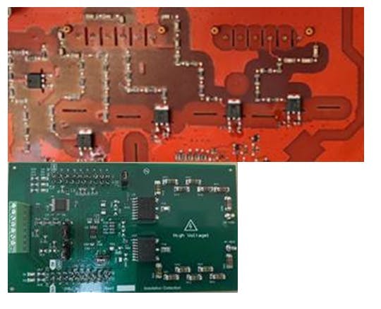 图1. EV 电池 ≥400 V 由电阻分压器衰减，以与 BMS 的其余部分连接。