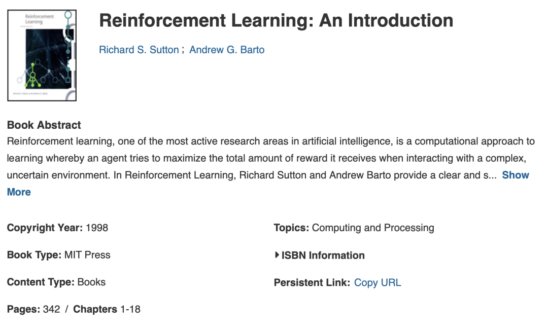 《强化学习：导论》成为经典教材，已被引用近 80000 次｜图片来源：IEEE