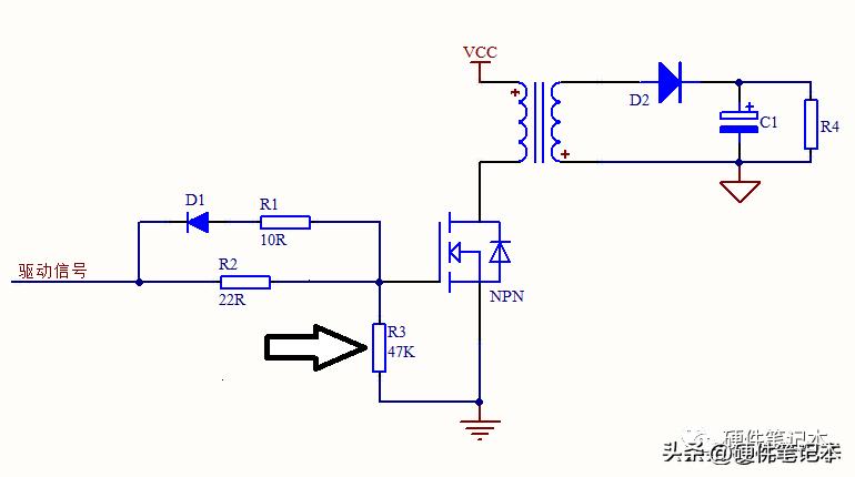 反激电源图：R3为GS电阻