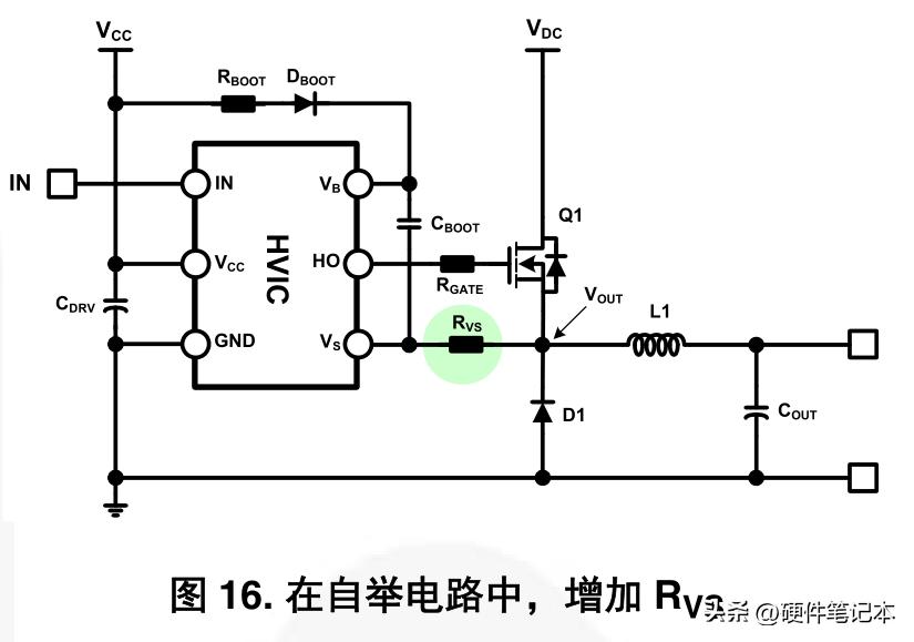 RVS 不仅用作自举电阻，还用作导通电阻和关断电阻，如图 17。自举电阻，导通电阻和关断电阻通过下面的等式计算：