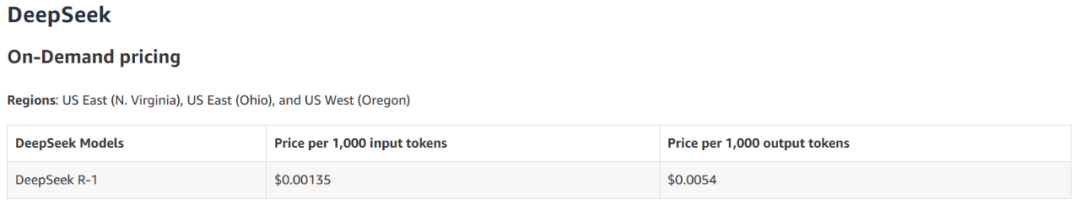 Amazon Bedrock 为 DeepSeek-R1 提供了按需定价模式。